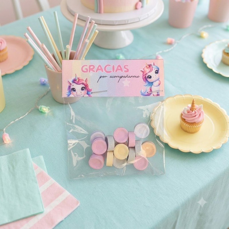 Bolsa de mega fizz rolls personalizada con temática de Unicornio.
