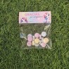 Bolsa de golosinas con ilustración exclusiva de unicornio y estrellas.