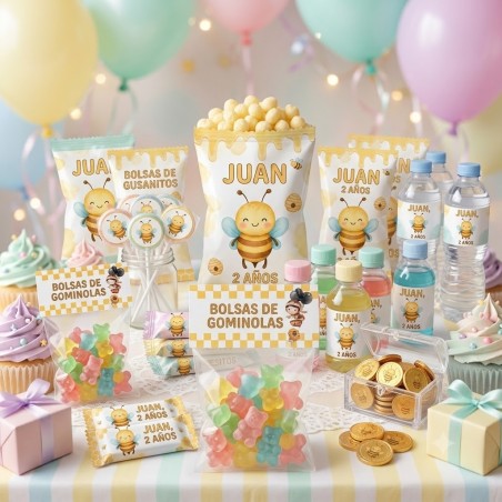 Promo pack de cumple eco personalizado con temática infantil a elegir.