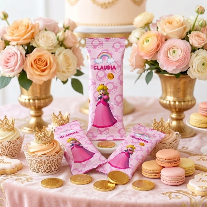 Bolsa de Aspitos personalizada con temática de la Princesa Peach de Super Mario.