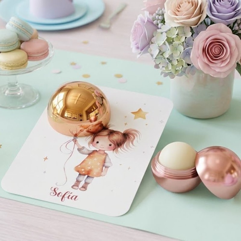 Bálsamo Labial Esfera Personalizado | Detalle Comunión Niña