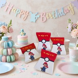 Bolsa sorpresa personalizada con temática de Pokémon en tonos pastel.