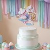 Cake topper 3D personalizado con temática de unicornio y efecto shaker.