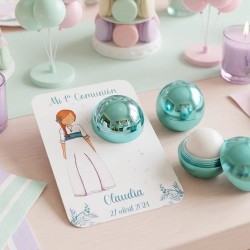 Bálsamo Labial Comunión Niña Lazo Azul | Detalle Personalizado