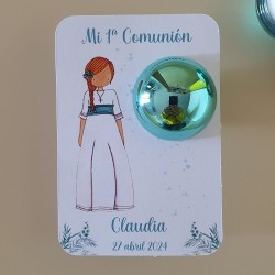 Bálsamo Labial Comunión Niña Lazo Azul | Detalle Personalizado