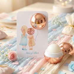 Bálsamo Labial Esfera Hermanas con Globo | Detalle Personalizado