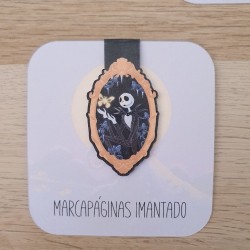 Diseño de marcapáginas magnético con temática de Pesadilla Antes de Navidad.