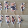 Mini cake toppers artesanales de Kalukuqui para fiestas de cumpleaños infantiles.