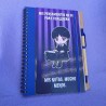 Diseño de libreta A5 con temática inspirada en la joven escritora de la familia Addams.
