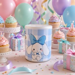 Mini bote de Pringles de 40g personalizado de Cinnamoroll por Kalukuqui en tonos pastel.
