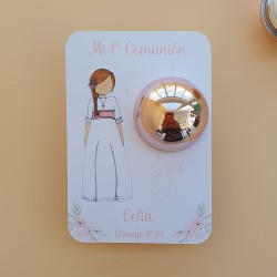Bálsamo Labial Comunión Niña Lazo Rosa | Detalle Personalizado