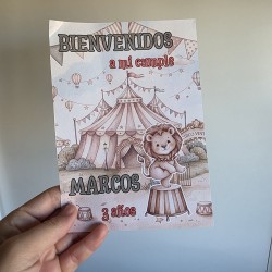 Diseño de letrero decorativo para eventos con la temática de circo mágico.