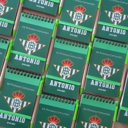 Cuaderno A6 con Bolígrafo Personalizado Fútbol Betis | Kalukuqui