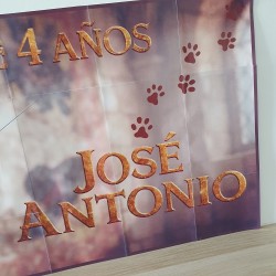 Diseño de lona decorativa para eventos con la temática de El Gato con Botas.