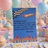 Tarjeta de dedicatoria de Hot Wheels por Kalukuqui en tonos pastel.