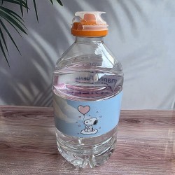 Faja adhesiva para botellas de agua decorada con temática de Peanuts.