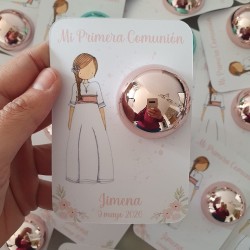 Bálsamo Labial Comunión Niña Lazo Rosa | Detalle Personalizado