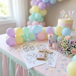 Pack de regalos divertidos de hadas con láminas A6, colores y pompero por Kalukuqui en tonos pastel.