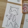 Conjunto de 4 láminas A6 para pintar con ilustraciones cuquis de Caperucita Roja.