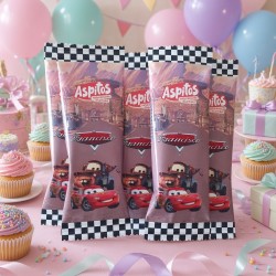 Aspitos personalizados de Cars Disney Rayo McQueen y Mate por Kalukuqui en tonos pastel.