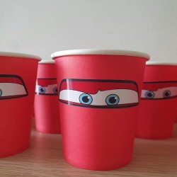 Lote 10 Vasos de Papel Personalizados Cars Rayo McQueen | Kalukuqui