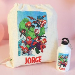 Pack Mochila Nature y Botella Marvel | Aventura Sostenible y Galáctica